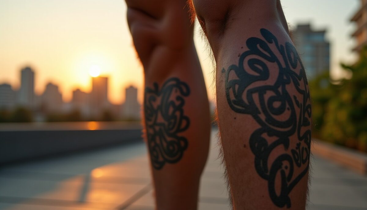 Tatouages pour mollet d'homme en 2024 : tendances actuelles et symboliques révélées